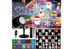 Nartoup Christmas Halloween Projector Lights Outdoor, 2-in-1 Ocean Wave LED Light with Remote, Waterproof Lamp for Thanksgivi