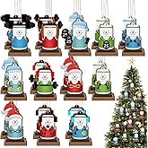 Roowest 36 Pcs Gym Christmas Ornaments Smores Weightlifter Workout Fitness Ornaments for Christmas Tree Wooden Snowman Marshmallow Cookie Weight Lifting Hanging Xmas Workout Gifts for Gym Lovers