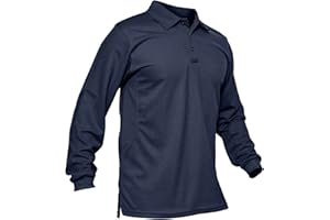 MAGCOMSEN Men's Polo Shirts 3 Button Quick Dry Performance Long Sleeve Tactical Shirts Pique Jersey Golf Shirt