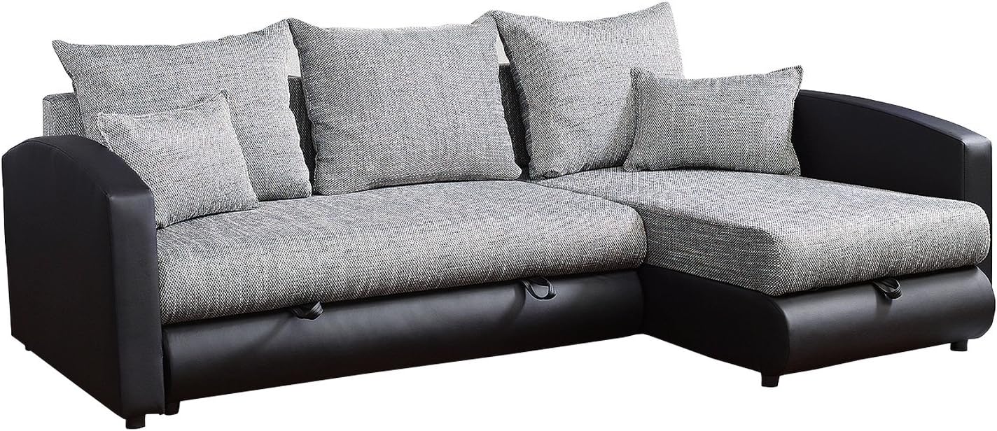 Avanti Trendstore Corner Sofa Imitation Leather Black Approx. 235 x 82