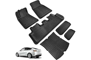 XINTUO (6 Pack) Tesla Model Y Floor Mats 2023 2022 2021 2020 3D Full Cover Front Rear Trunk Mats Custom Fits Floor Liners for Tesla Model Y Accessories All-Weather Protect Rear Cargo Liner Mats