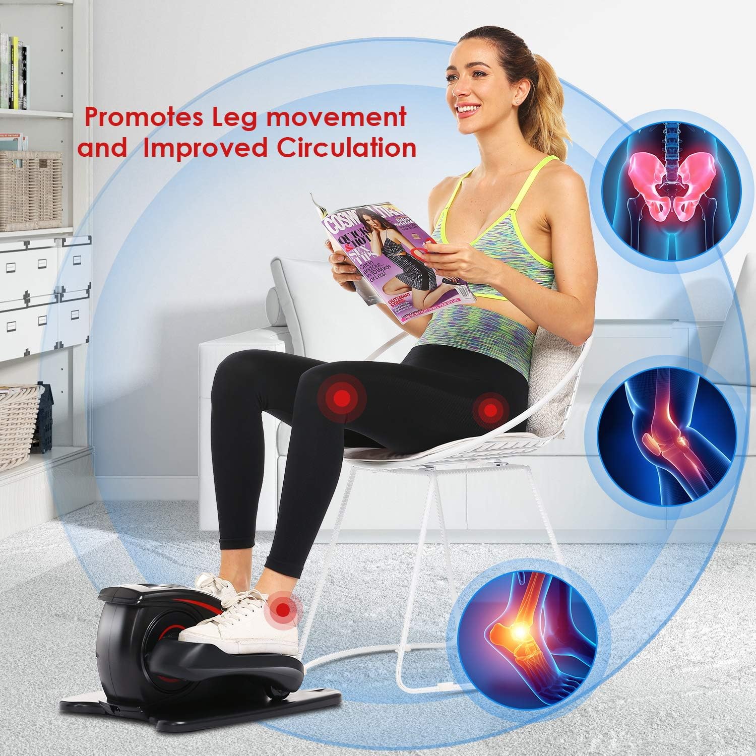 Ancheer Under Desk Cyclepedal Exerciserunder Desk Bike Elliptical Machine With Built In Display Monitor Mini Desk Cycle Resistance Exercise Quiet