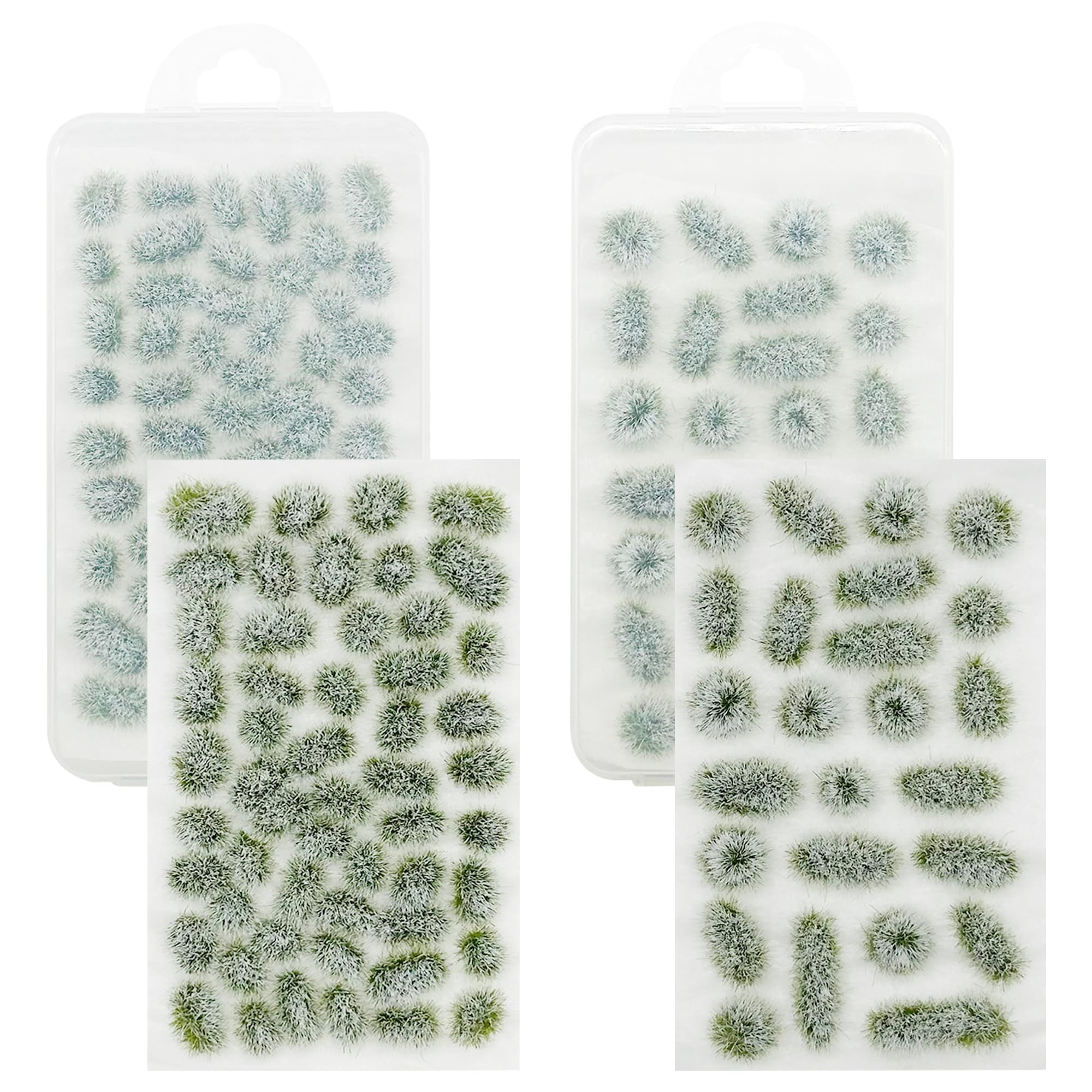 Attuslla 78 PCS Model Grass Tufts 2 Size Static Grass Tuft White Miniature Grass Tuft Railway Artificial Grass Terrain Kit for DIY Model Railway Fairy Garden Diorama Scenery