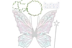 U-Zomir Fairy Wings Costume for Women and Girls, Sparkle Butterfly Angel Wings Halloween Costume Dress up Cosplay Party Favor