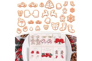 Puocaon Christmas Polymer Clay Cutters - 24 Winter Holiday Christmas Earrings Clay Cutters, Snowflake Reindeer Clay Cutters f