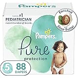 Diapers Size 5, 88 Count - Pampers Pure Protection Disposable Baby Diapers, Hypoallergenic and Unscented Protection, Enormous