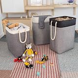 BrilliantJo 78L Large Collapsible Laundry Basket with Handles Beige Grey 60H x view 2
