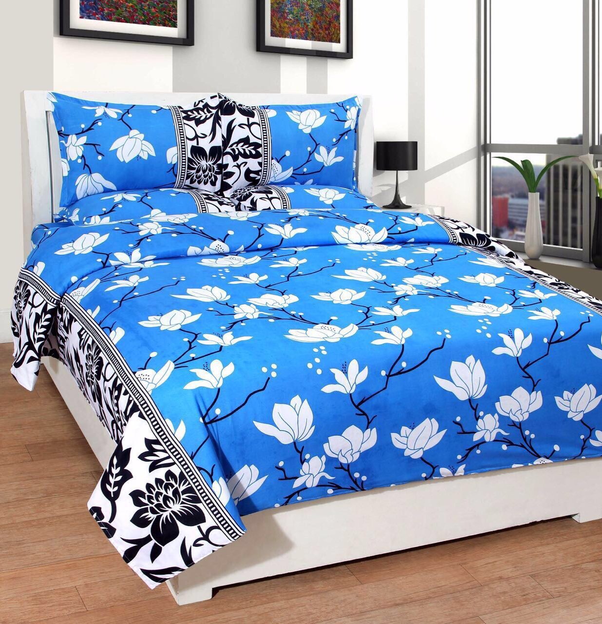 Shop4indians 3d Glace Cotton King Size Double Bed Sheet With 2
