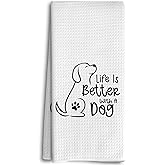 Dwept Life Kitchen Dish Towels 16x24 Inches, Funny Dog Decorative Absorbent Hand Tea Bathroom Towels, Dog Lovers Gifts