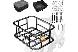 Amoowis Rear Bike Basket Large Capacity - 210LBS Heavy-Duty Cargo Basket, All-Weather E-Bike & Scooter Accessories with Cover