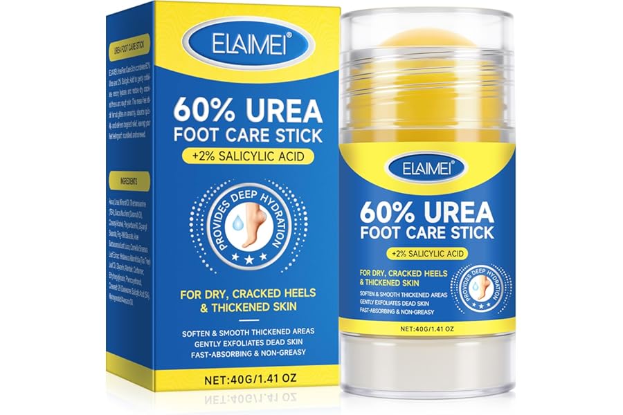 60% Urea Cream Stick plus 2% Salicylic Acid, Maximum Strength Urea Foot Cream Callus Remover for Dry Cracked Heels, Hands, Knees,Exfoliating Moisturizer, Dead Skin Remover Foot Balm 1.4oz (1pcs)