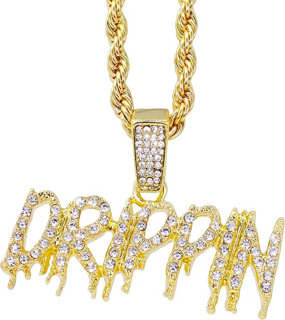 Techno Pave Iced Out Drippin Pendant with CZ Crystals