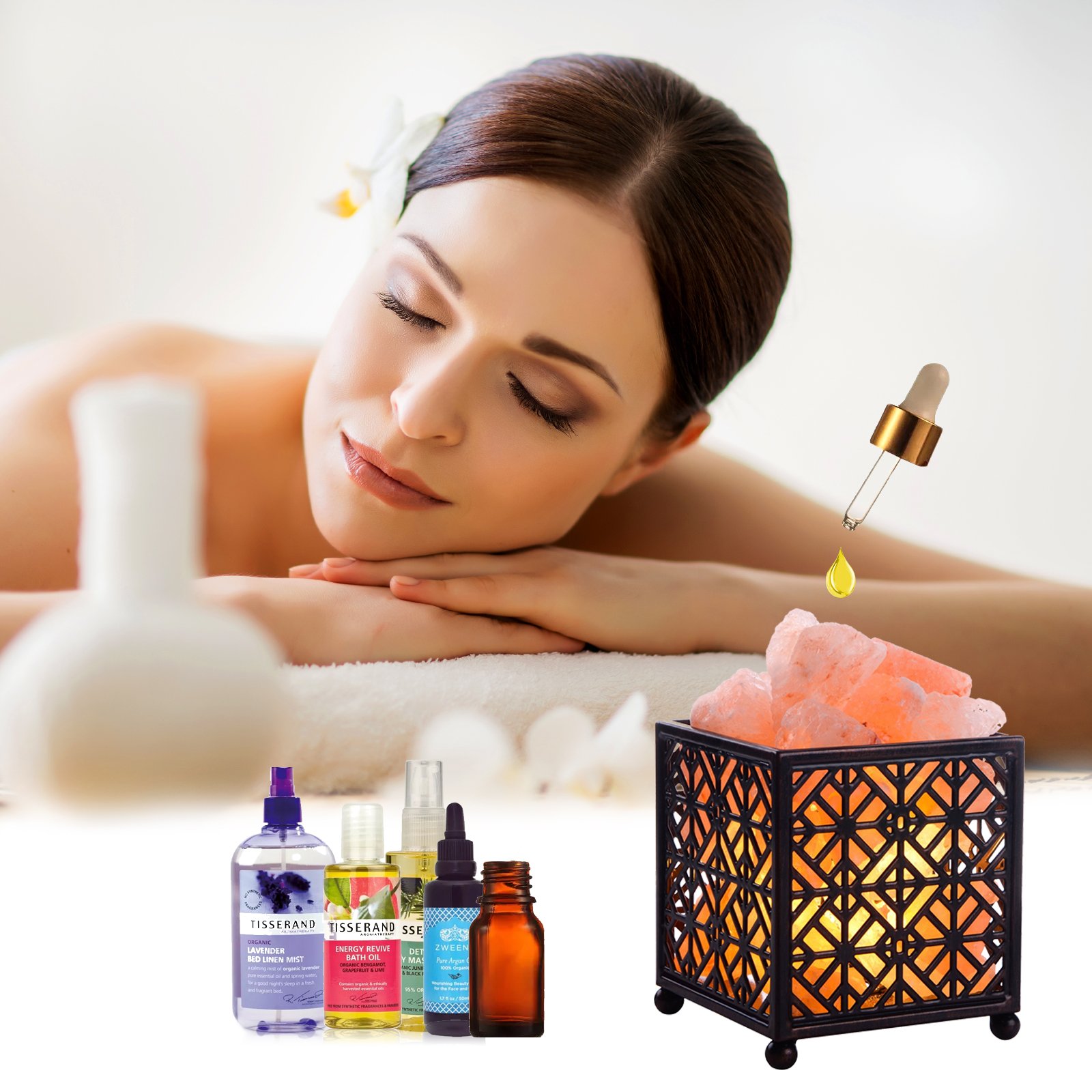 Himalayan Salt Lamp,CREATIVE DESIGN Salt Lamp Natural Salt Rock Lamp with Metal Basket for Air Purifying, Included UL Cord, On/Off Switch and Bulbs. (5’’Height, 4 – 4.8 lbs)