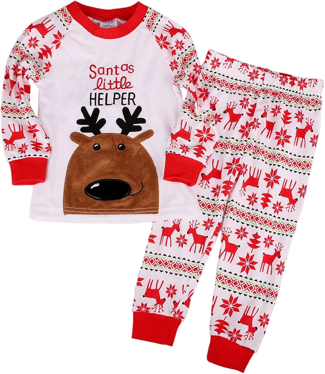 Kids Reindeer Pajamas Sets Children Clothes Set Boys Christmas Cotton