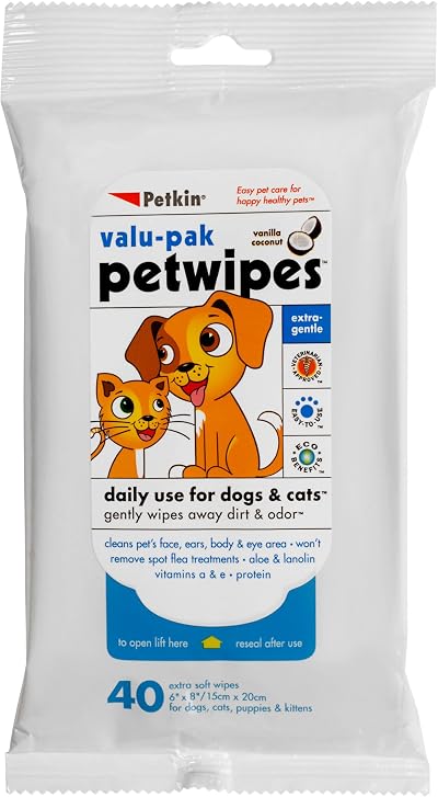 Petkin Eco Pet Wipes Vanilla & Coconut Flow Pack Brand New