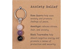 GINAZL Natural Crystals Keychain Gift for New Beginnings, Small Healing Stones Keychain for Anxiety Relief. Healing Crystals
