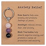 GINAZL Real Healing Crystals Stones Keychain, Anti