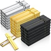 Huquary 72 Pcs Necklace Boxes Bulk for Jewelry Gifts Long Empty Bracelet Boxes with Lids and Bowknot Packaging 3 Colors 7.9 x 1.6 in Black Sliver Gold for Christmas Wedding Birthday Anniversary