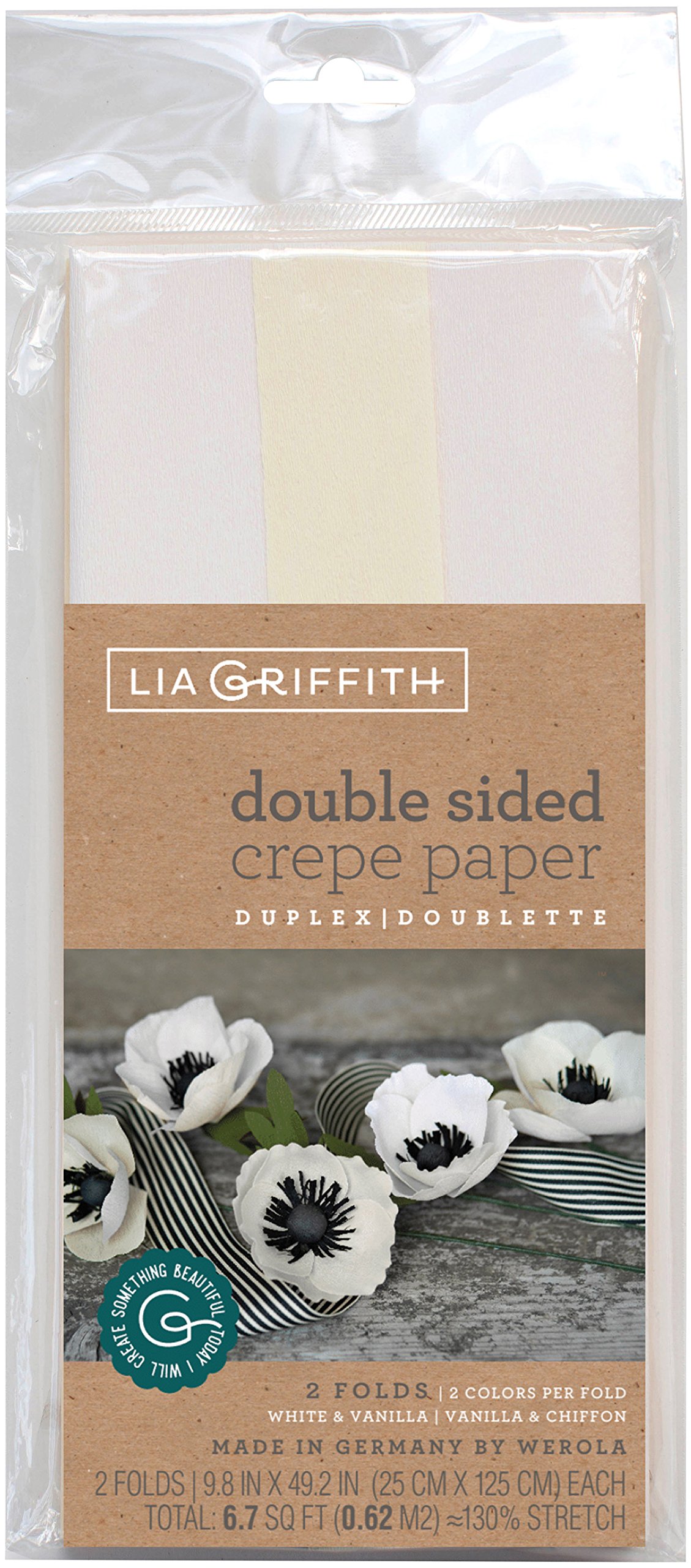 Lia Griffith Crepe Paper 2/PKG WHT/VN/CHF, White/Vanilla & Vanilla/Chiffon, One Size