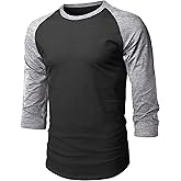 Hat and Beyond Mens Vintage Baseball Raglan 3/4 Sleeve Plain Casual Tee Basic Active T Shirts
