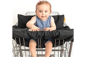 Binxy Baby 2-in-1 Cushy High Chair Cover and Shopping Cart Cover for Baby, Comfortable Cover for Grocery Cart, Universal Fit Cart Cover for Babies, Includes Storage Pouch - Black