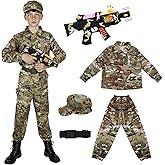 Thesixowls Army Costume for Boys, Military Soldier Costume for Kids with Accessories, Halloween Costumes for Boys