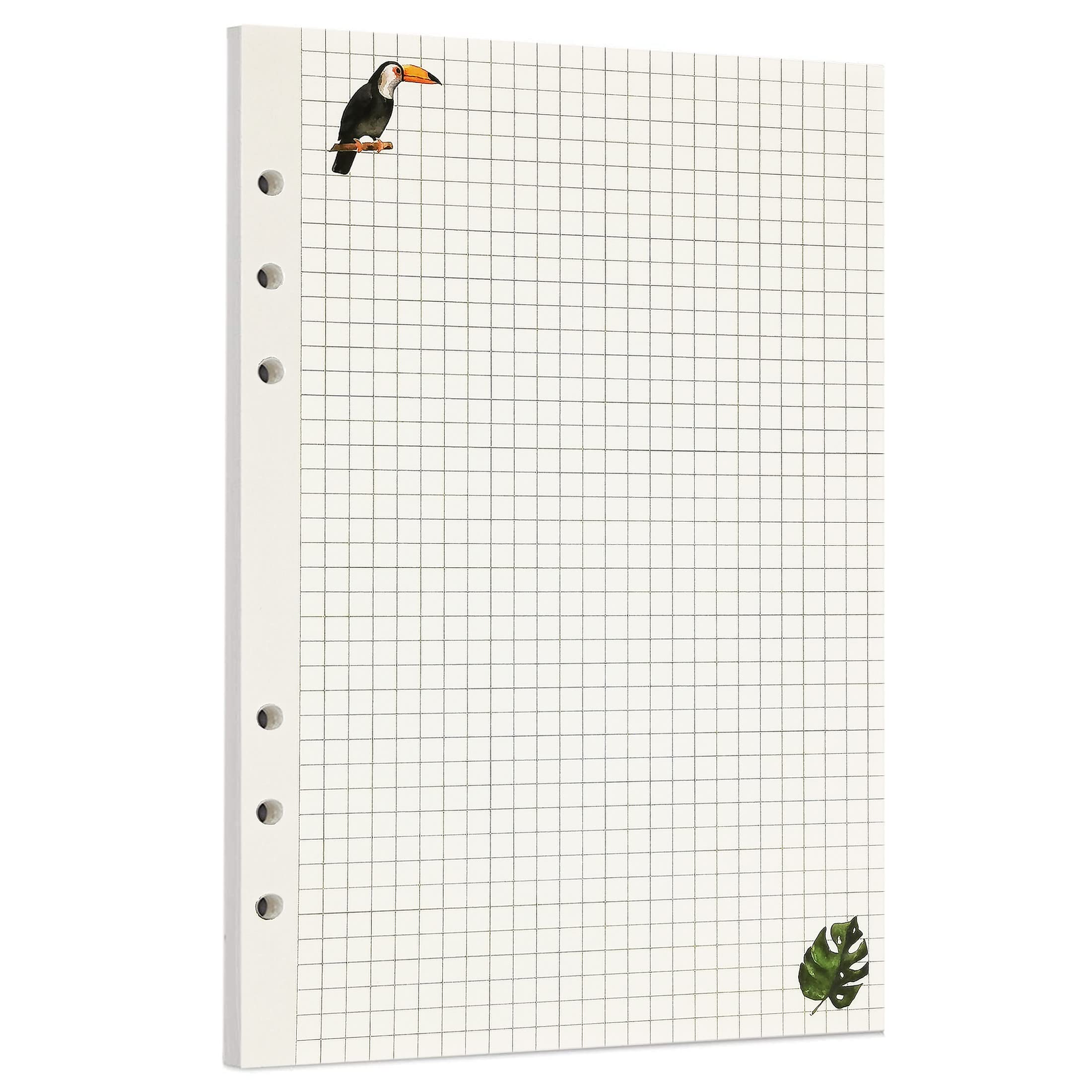 Zelten 45 Sheets 90 Pages Colorful Loose Leaf Punched Paper Refills Paper for 6 Hole Binder Personal Organizer Diary Notebook Refillable Planner (A5, Rainforest Squared)