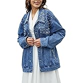 Muundim Jean Jacket for Women, Oversize Denim Jacket Trendy, Women's Long Jean Jackets Trucker Coat