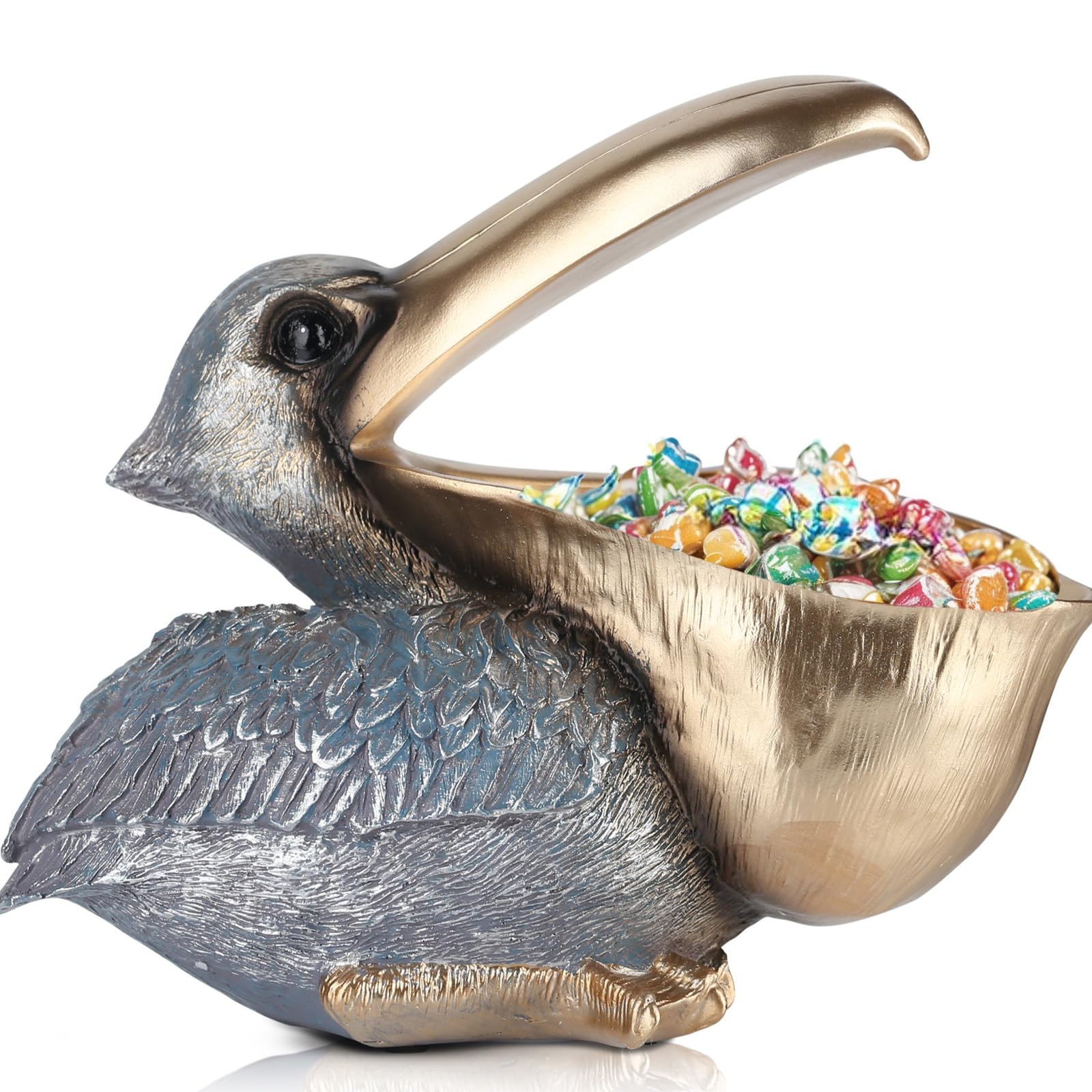 Photo 1 of Pelican Key Holder Statues,Fun Animal Hippo Candy Dish,Candy Dish for Office Desk Unique,Modern Key Holder for Pelican Figurine,Suitability Desk Candy Dish and Entry Table Decor Items (Silver)