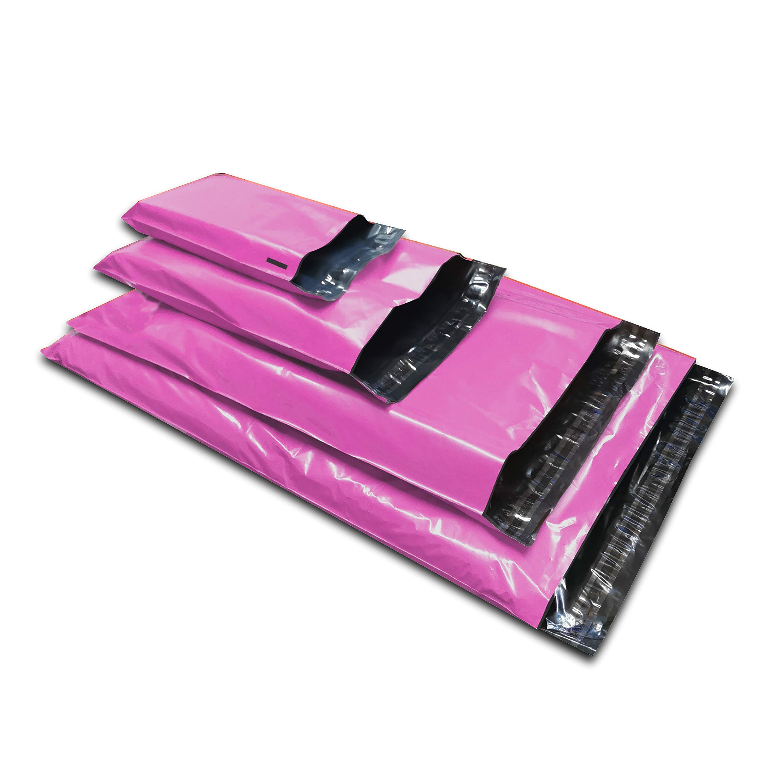 50 Coloured Mixed Plastic Mailing Mail Post Postage Bags (Pink) — image 1