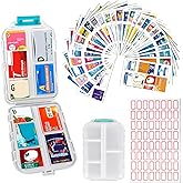 BBKON DIY Travel Pill Organizer with 260 Labels, 10 Compartments Pocket Pharmacy with Medicine Labels, Portable Daily Medicat