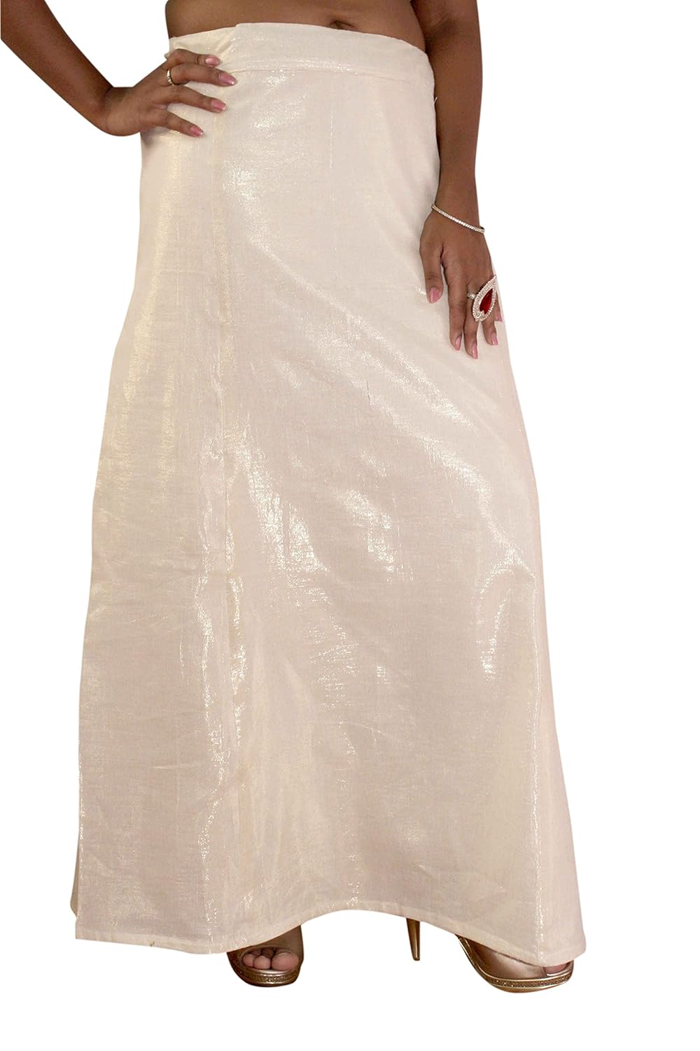 s.k. textiles women's cotton silk shimmer petticoat with lining (white , 44)