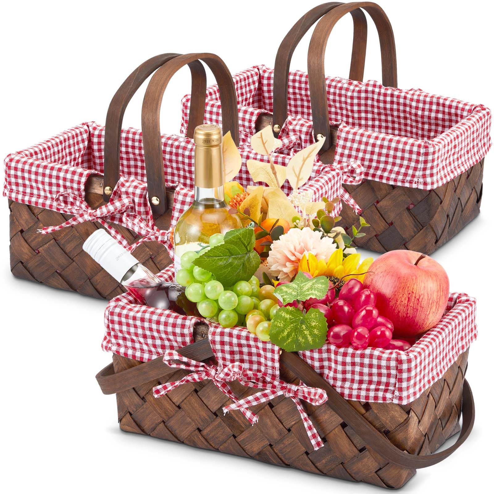 Photo 1 of **MAJOR DAMAGE**
Sintuff 3 Pcs Natural Wicker Picnic Basket with Handles and Removable Liner 13x7x6.5 Inch Empty Willow Woven Picnic Hamper Easter Egg Candy Gift Storage Basket for Holiday Party Supplies(Coffee Color)