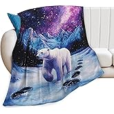 nanen Bear Blanket, Polar Bear Throw Blankets, Arctic Galaxy Print Cozy Fleece Flannel Winter Stuff Plush Lightweight Bedding Lover Gifts for Men Women Adults for Couch Sofa Bed Decor 40"X50"
