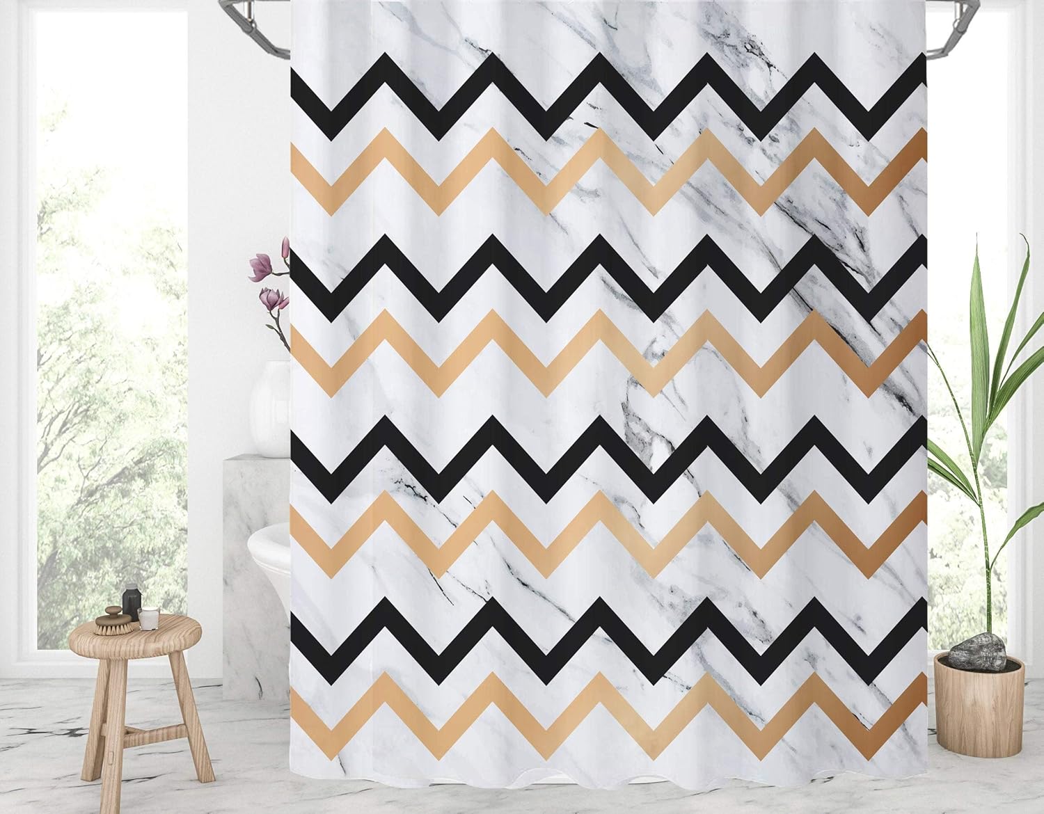 Amazon Com Shower Curtains Black And Gold Shower Curtain
