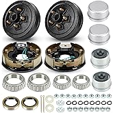 Trailer Axle Electric Brake Kit, Pair of 5-Hole, 4.5" Bolt Circle Brake Drum with 10" x 2 1/4" Self-Adjusting Electric Brakes for 3500 lb Axles, Replacement 10&rdquo;(not for 4400lb) Brake Hub Drum Assembly