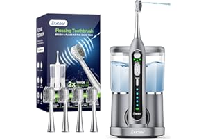 DUCARD Professional Flossing Toothbrush, Electric Toothbrush and Water Flosser Combo 3 in 1 Cordless Advanced Water Dental Flosser