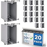 OHLECTRIC 1-Gang New Work Outlet Box, 20 Cubic Inch (20-Pack) Single Gang PVC Electrical Box Captive Nail Mounting, Non-Metallic PPO/PVC Plastic Construction Boxes GFCI Outlets Dimmers, UL/ETL Listed