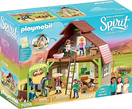 PLAYMOBIL 70118 Spirit - Riding Free Stall mit Lucky, PRU & Abigail, bunt