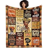 YHIKOUY African American Gifts for Mom Blanket 60"X50", Black Mom Birthday Gifts, Afro Encouragement Inspirational Gifts Idea for Black Mama Women Mother's Day