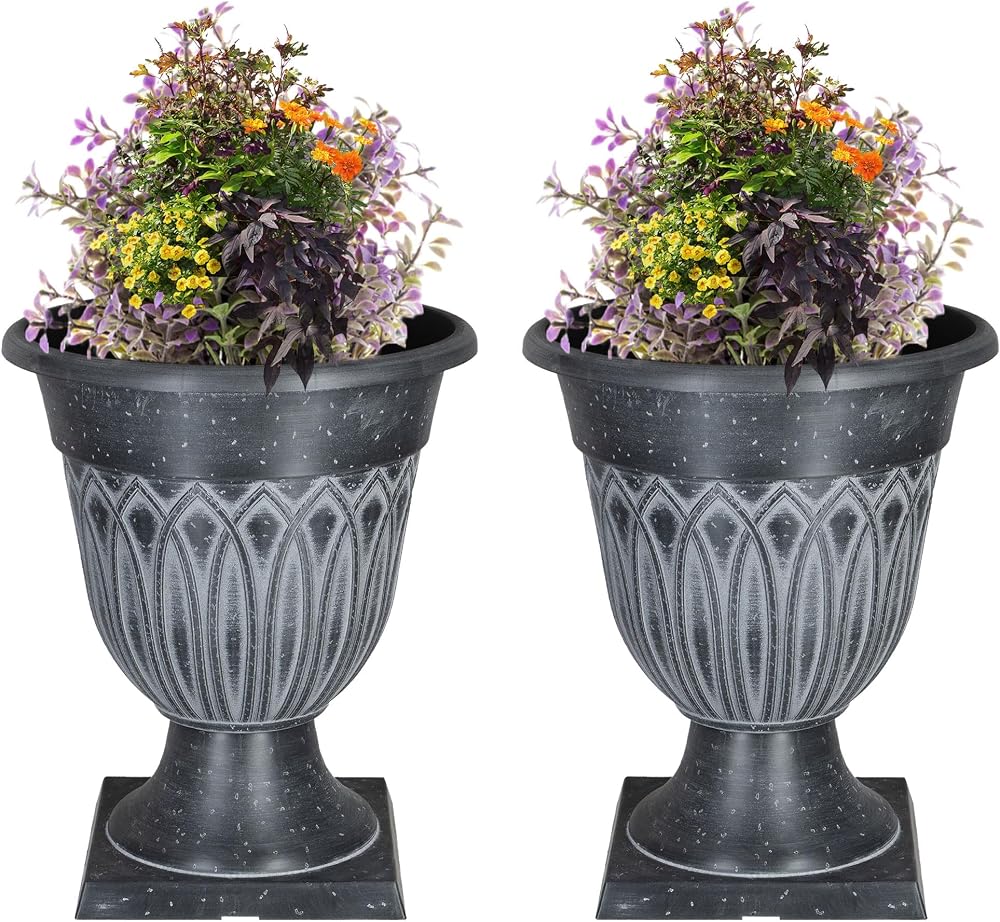 SG Traders Large Tampa Urn Plant Pot Stand Pack of 2 33x39cm UV Resistant