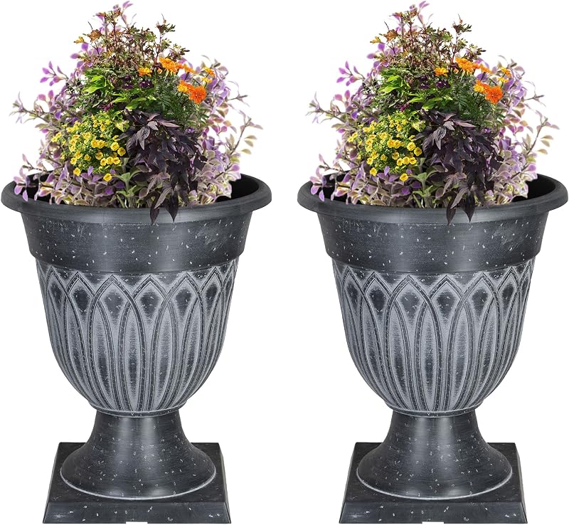 SG Traders Large Tampa Urn Plant Pot Stand Pack of 2 33x39cm UV Resistant