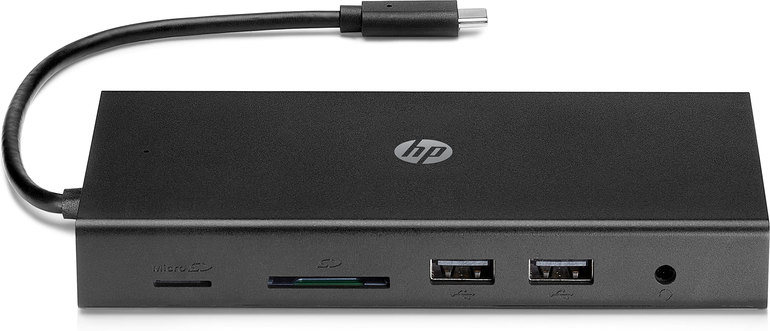HP Travel USB-C Multi Port Hub | USB-C Pass Through Charging | 1 Gbps RJ45 Ethernet Port | Simultaneous HDMI and VGA Connections | Multiple USB, SD, Micro SD Ports| Black