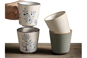 SYJAN HOME Japanese Tea Cups,6 oz Handless Ceramic Teacups,Tea Cup,Japanese Cups, No Handle Chinese Tea cup, Asian Tea Cup Se