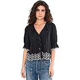 Madewell Womens Ruffled Puff-Sleeve Top