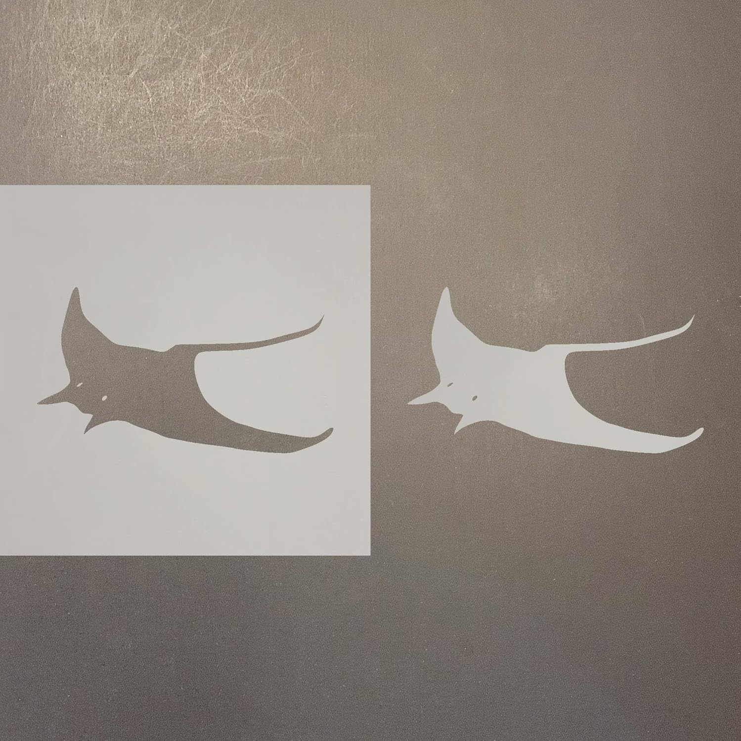 Mixed Media - Manta Ray 2 Reusable Mylar Stencil - Art Craft Supplies 4 Inch