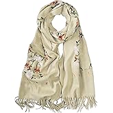 Urban CoCo Women's Embroidered Tassel Long Shawl Oversize Scarf Wraps for Women