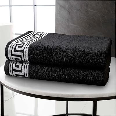 GC GAVENO CAVAILIA Greek Key Bath Sheets 80x140 cm Dark