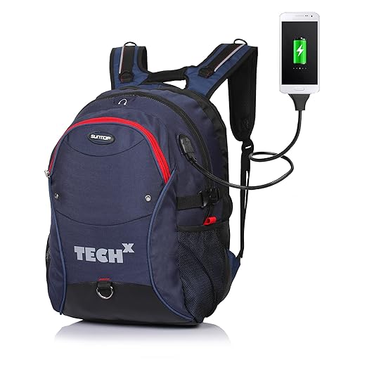 Suntop TechX Nylon/Polyester Blend upto 15.6 inch 30 Litres Laptop Backpack (Blue)