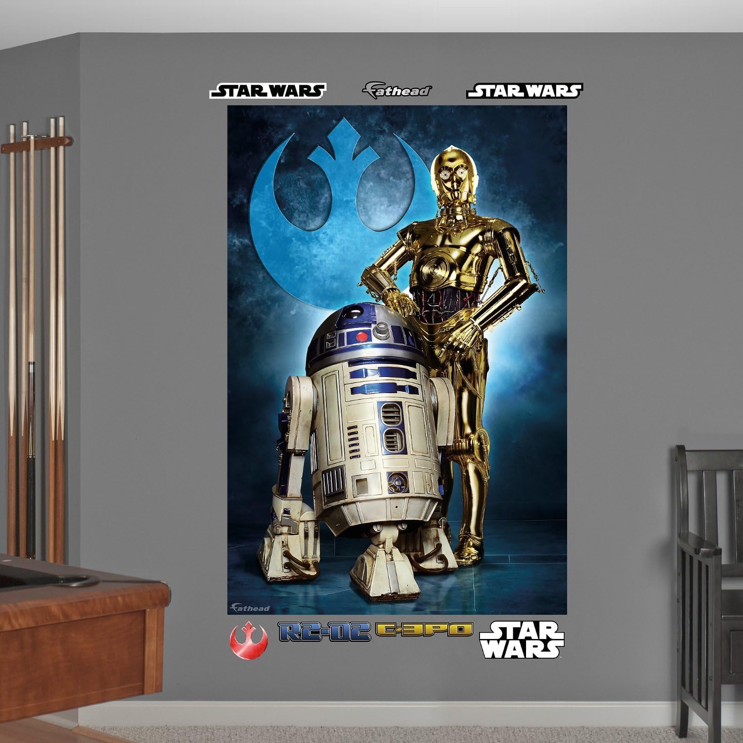 Amazon Fathead Fathead R2 D2とc 3po グラフィック壁紙 Ua 0619 G House ジーハウス オリジナルグッズ付 アートフレーム ポスター オンライン通販